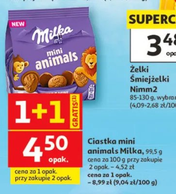 Ciastka mini animals Milka promocja w Auchan