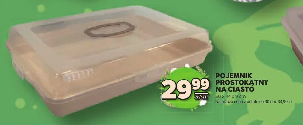 Pojemnik prostokątny na ciasto 30x44x9cm promocja w Stokrotka