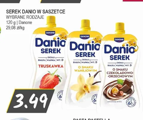 Serek homogenizowany Danio o smaku waniliowym w saszetce promocja w Słoneczko