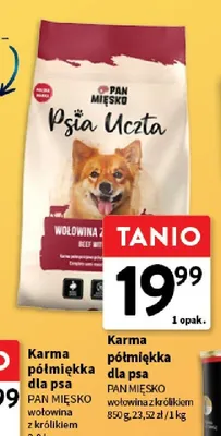 Karma półmiękka dla psa Pan Mięsko wołowina z królikiem promocja w Intermarche