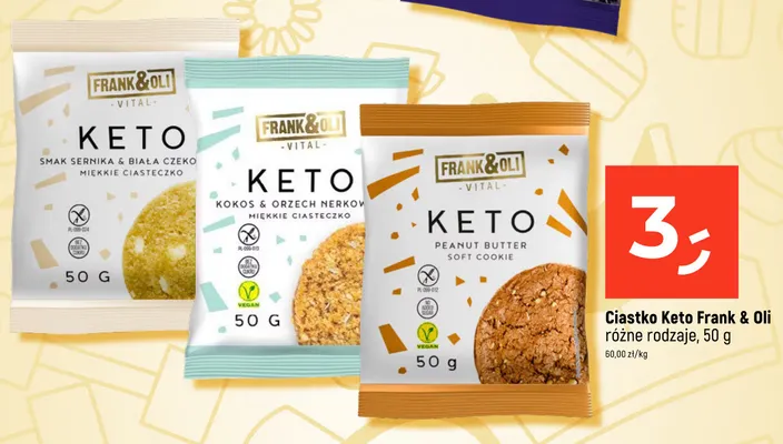 Ciastko Keto Frank & Oli Peanut Butter promocja w Dealz