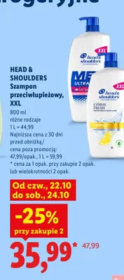 Szampon przeciwłupieżowy XXL Head & Shoulders promocja w Lidl