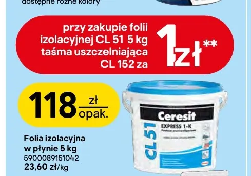 Folia izolacyjna w płynie Cl 51 Ceresit promocja w Castorama