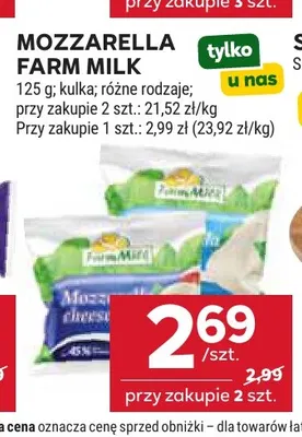 Ser mozzarella Farm Milk kulka promocja w Stokrotka