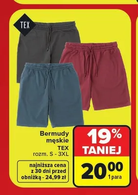 Bermudy męskie TEX promocja w Carrefour