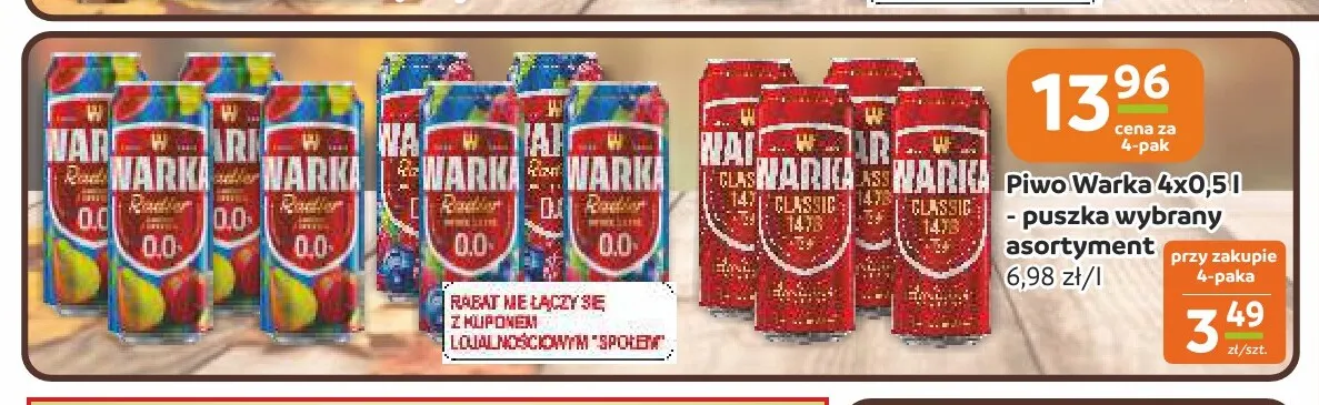Piwo Warka 4-pak promocja w Społem Częstochowa