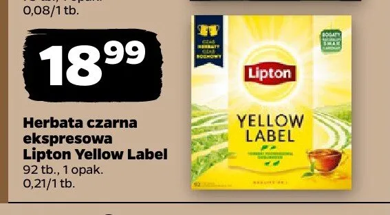 Herbata czarna ekspresowa Lipton Yellow Label promocja w Netto