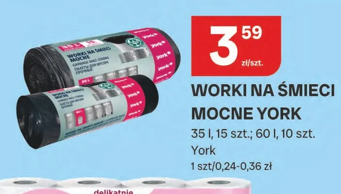 Worki na śmieci mocne York 60 l promocja w Chorten