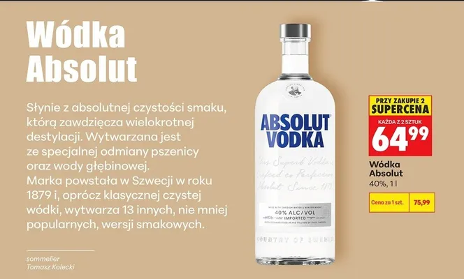 Wódka Absolut promocja w Biedronka