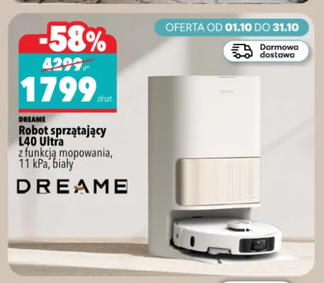 Robot sprzątający L40 Ultra z funkcją mopowania biały Dreame promocja w Biedronka Home