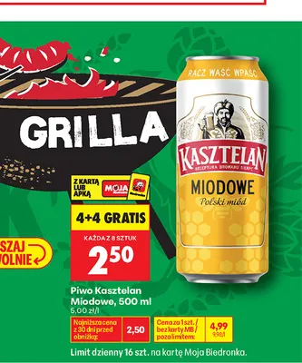 Piwo Kasztelan Miodowe promocja w Biedronka