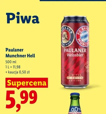 Piwo Paulaner Munchner Hell promocja w Lidl