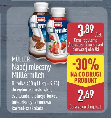 Napój mleczny Müllermilch pistacja-kokos Müller promocja w Aldi