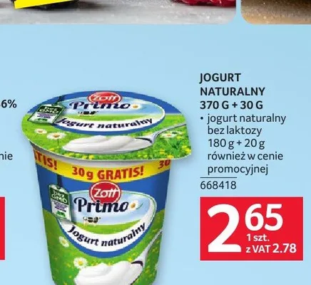 Jogurt naturalny Primo Zott promocja w Selgros