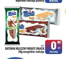 Batonik mleczny Monte Snack Zott promocja w Tomi Markt