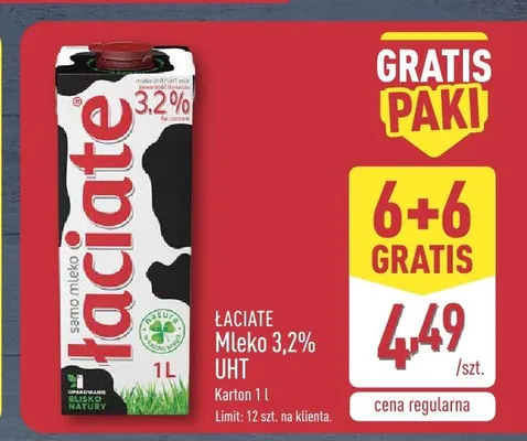 Mleko Łaciate 3,2% UHT promocja w Aldi