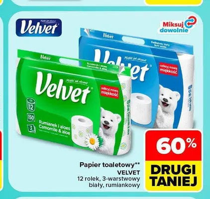 Papier toaletowy rumiankowy Velvet promocja w Carrefour Market