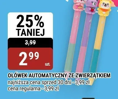 Ołówek automatyczny ze zwierzątkiem promocja w bi1