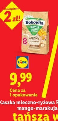Kaszka mleczno-ryżowa, Porcja Zbóż, mango-marakuja-banan 210g promocja w Lidl