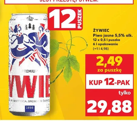 Piwo jasne Żywiec 5,5% alk. 12x0,5l puszka promocja w Kaufland
