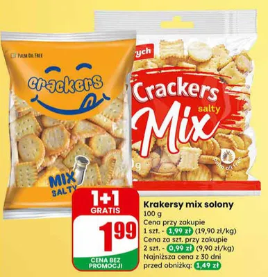 Krakersy mix solony promocja w Dino