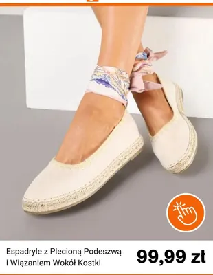 Espadryle z plecioną podeszwą i wiązaniem wokół kostki Born2be promocja w Born2be