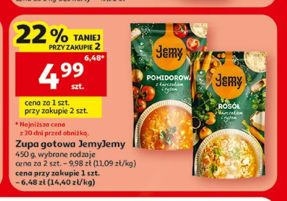 Zupa gotowa pomidorowa z makaronem i ryżem JemyJemy promocja w Auchan