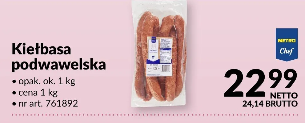 Kiełbasa podwawelska promocja w Makro