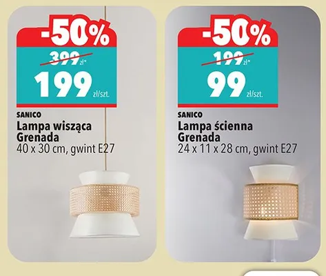 Lampa ścienna 24 x 11 x 28 cm, gwint E27 promocja w Biedronka