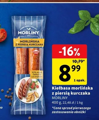 Kiełbasa morlińska z piersią kurczaka Morliny promocja w Intermarche
