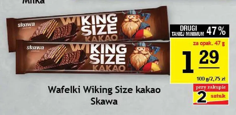 Wafelki Wiking Size kakao Skawa promocja w Gram Market