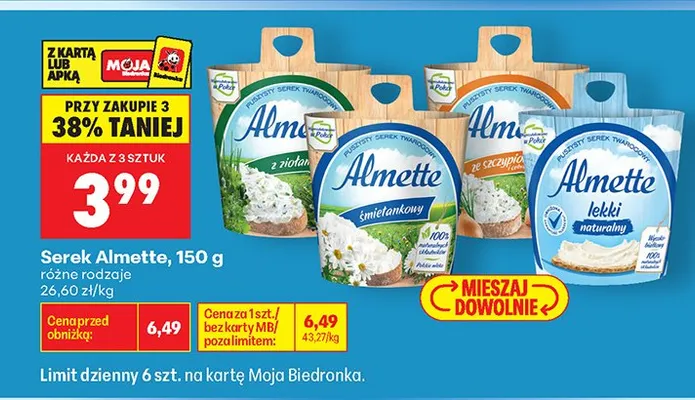Serek twarogowy Almette z ziołami promocja w Biedronka