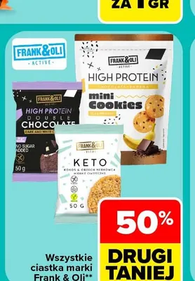 Ciastko Frank & Oli Active High Protein Double Chocolate promocja w Carrefour Market
