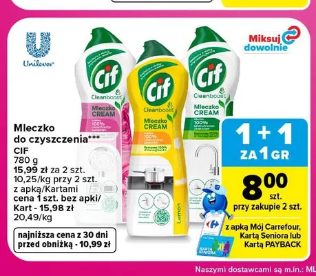 Mleczko do czyszczenia Cif promocja w Carrefour Market