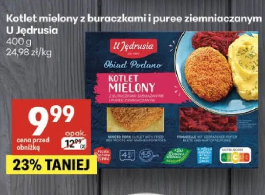 Kotlet mielony z buraczkami i puree ziemniaczanym U Jędrusia promocja w Delikatesy Centrum