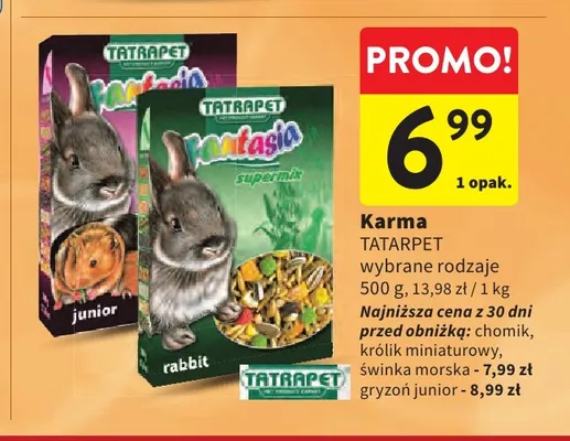 Karma dla królika miniaturowego Tatrapet promocja w Intermarche