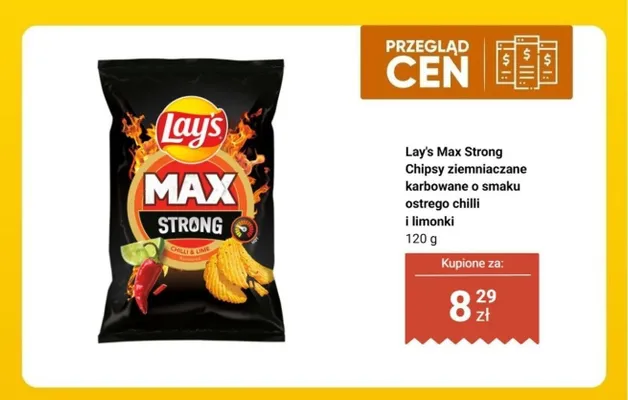 Max Strong Chipsy ziemniaczane karbowane o smaku ostrego chilli i limonki promocja w Biedronka