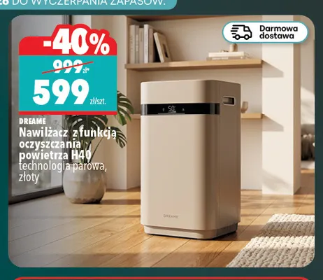 Nawilżacz z funkcją oczyszczania powietrza H40 technologia parowa złoty Dreame promocja w Biedronka Home