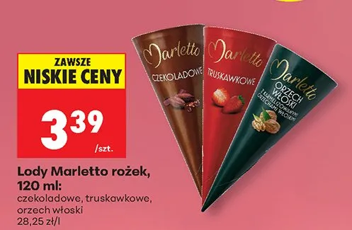 Lody rożek truskawkowe promocja w Biedronka