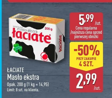 Masło ekstra Łaciate promocja w Aldi