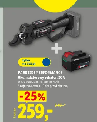 Akumulatorowy sekator Parkside Performance 20V w zestawie z akumulatorem 4Ah promocja w Lidl