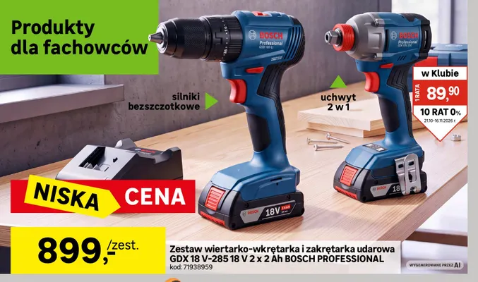 Zestaw wiertarko-wkrętarka i zakrętarka udarowa Gdx 18V-285 Bosch Professional promocja w Leroy Merlin