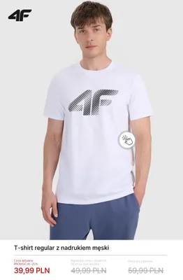 T-shirt regular z nadrukiem męski 4F promocja w 4F