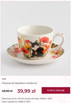 Filiżanka ze spodkiem Isoldincat home & you promocja w home&you
