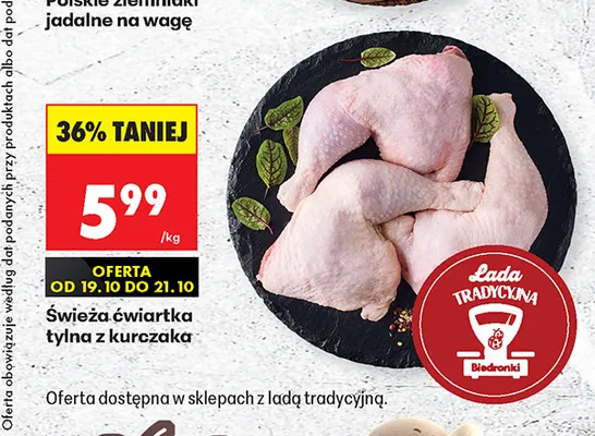 Świeża ćwiartka tylna z kurczaka promocja w Biedronka