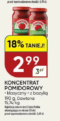 Koncentrat pomidorowy klasyczny Dawtona promocja w Chata Polska