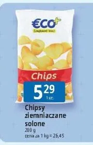 Chipsy ziemniaczane solone Eco+ promocja w Leclerc