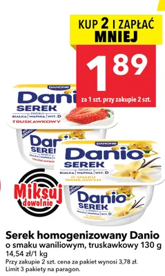 Serek homogenizowany Danio o smaku truskawkowym promocja w LEWIATAN