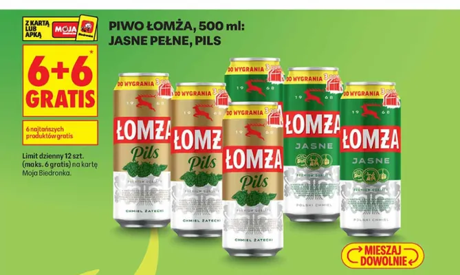 Piwo Łomża Pils promocja w Biedronka