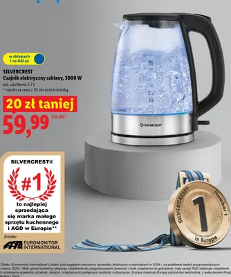 Czajnik elektryczny szklany, 3000W promocja w Lidl